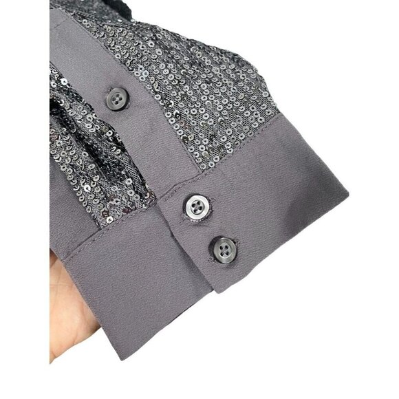 Torrid Sequin Top 3X Gray Glam Neutral Retro Festive Holiday Vegas Cocktail 80s - Picture 4 of 16